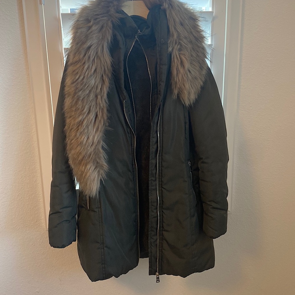 Winter Jacket with removable fur hooded liner- size medium